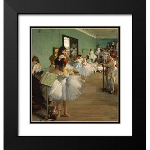 The Dance Class Black Modern Wood Framed Art Print with Double Matting by Degas, Edgar