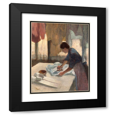 Woman Ironing, c. 1876-1877 Black Modern Wood Framed Art Print with Double Matting by Degas, Edgar