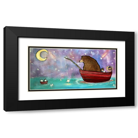 Bear Boat Black Modern Wood Framed Art Print with Double Matting by Doss, Andrea