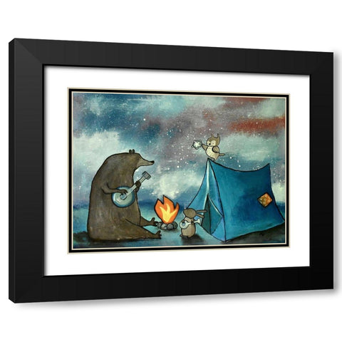 Camping Friends Black Modern Wood Framed Art Print with Double Matting by Doss, Andrea