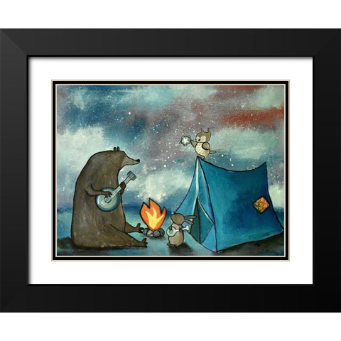 Camping Friends Black Modern Wood Framed Art Print with Double Matting by Doss, Andrea