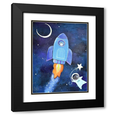 Outer Space Adventure Black Modern Wood Framed Art Print with Double Matting by Doss, Andrea