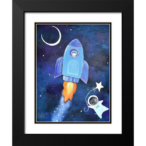 Outer Space Adventure Black Modern Wood Framed Art Print with Double Matting by Doss, Andrea