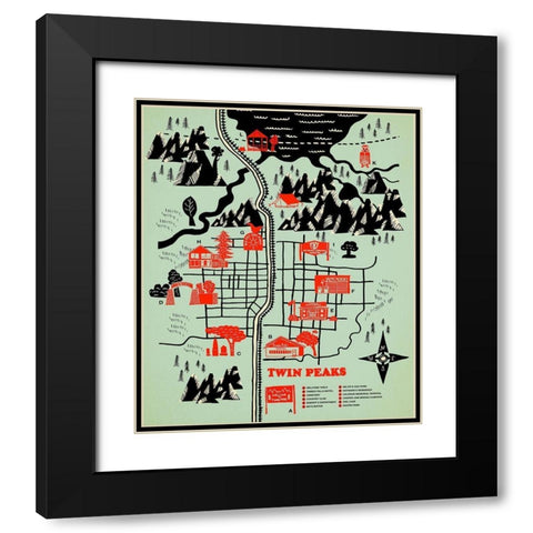 Welcome to Twinpeaks Black Modern Wood Framed Art Print with Double Matting by Farkas, Robert