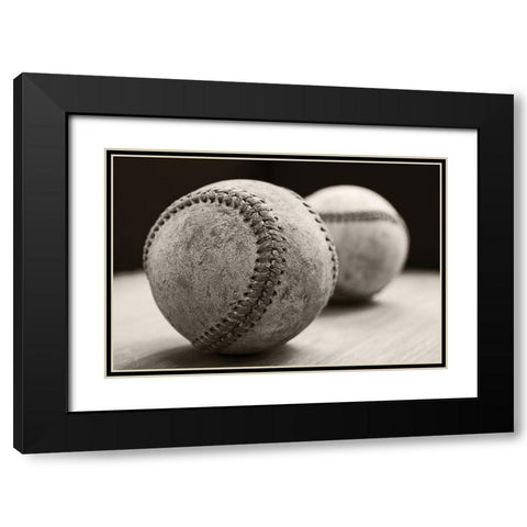 Old Baseballs Black Modern Wood Framed Art Print with Double Matting by Fielding, Edward M.