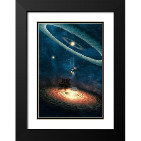 My Dream House in Another Galaxy Black Modern Wood Framed Art Print with Double Matting by Flores, Paula Belle
