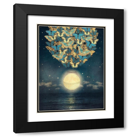 The Rising Moon Black Modern Wood Framed Art Print with Double Matting by Flores, Paula Belle