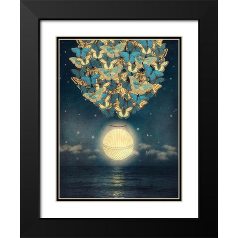 The Rising Moon Black Modern Wood Framed Art Print with Double Matting by Flores, Paula Belle