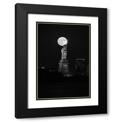 Full Moon New York Black Modern Wood Framed Art Print with Double Matting by Getty, Bruce