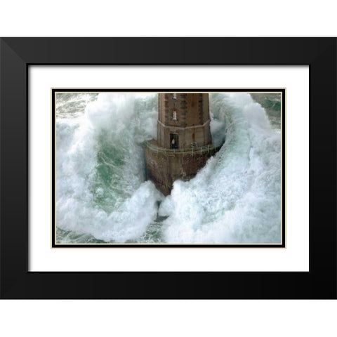 Phares dans la Tempete La Jument Black Modern Wood Framed Art Print with Double Matting by Guichard, Jean
