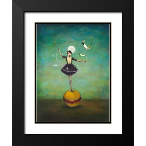 Lunas Circle Black Modern Wood Framed Art Print with Double Matting by Huynh, Duy