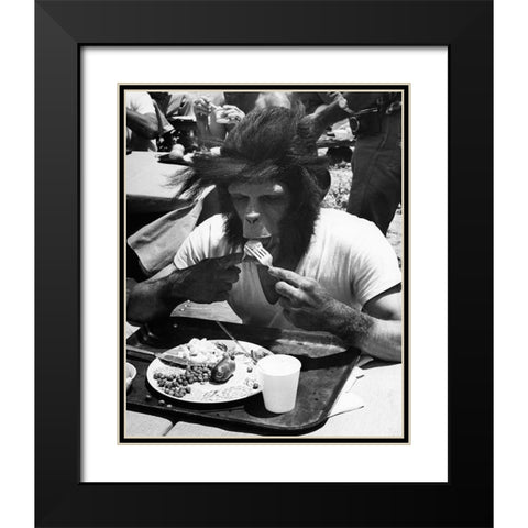 Even Apes Need a Break Black Modern Wood Framed Art Print with Double Matting by Unknown