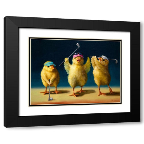 Yoga Chicks Golf Chicks Black Modern Wood Framed Art Print with Double Matting by Heffernan, Lucia