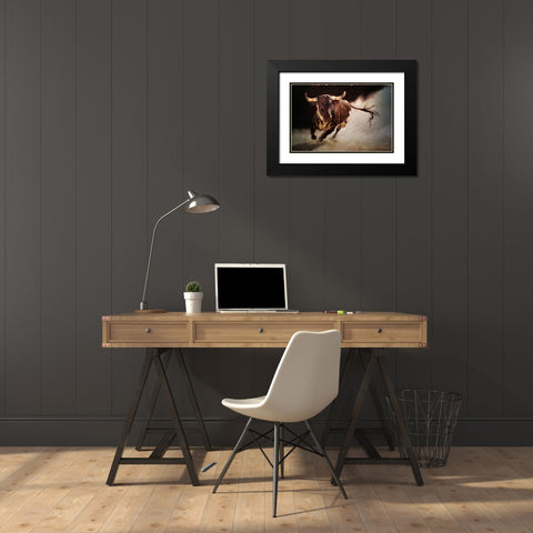 El Toro 2 Black Modern Wood Framed Art Print with Double Matting by Heffernan, Lucia