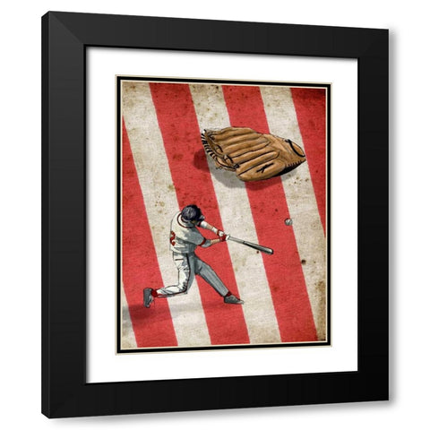 Amercan Sports-Baseball 2 Black Modern Wood Framed Art Print with Double Matting by GraphINC Studio