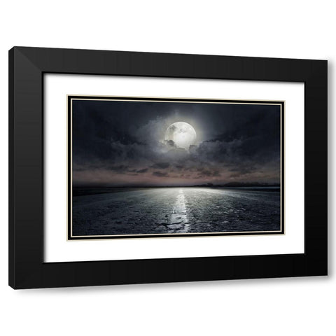 Moon Black Modern Wood Framed Art Print with Double Matting by PhotoINC Studio