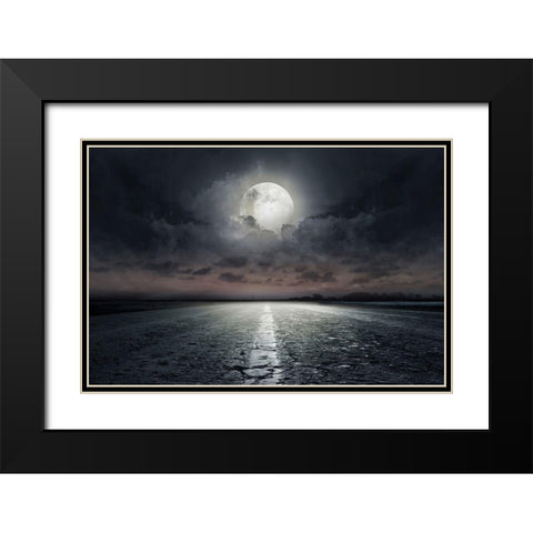 Moon Black Modern Wood Framed Art Print with Double Matting by PhotoINC Studio