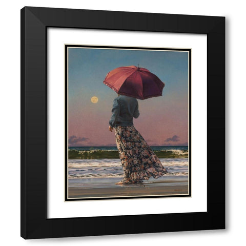 Romancing The Moon Black Modern Wood Framed Art Print with Double Matting by Kelley, Paul