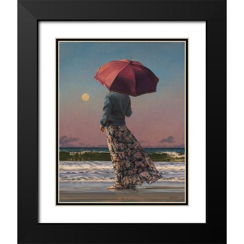 Romancing The Moon Black Modern Wood Framed Art Print with Double Matting by Kelley, Paul