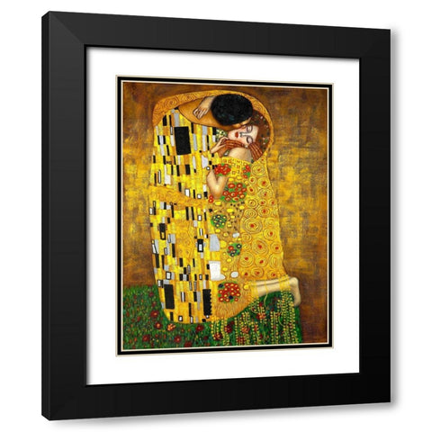 The Kiss Black Modern Wood Framed Art Print with Double Matting by Klimt, Gustav
