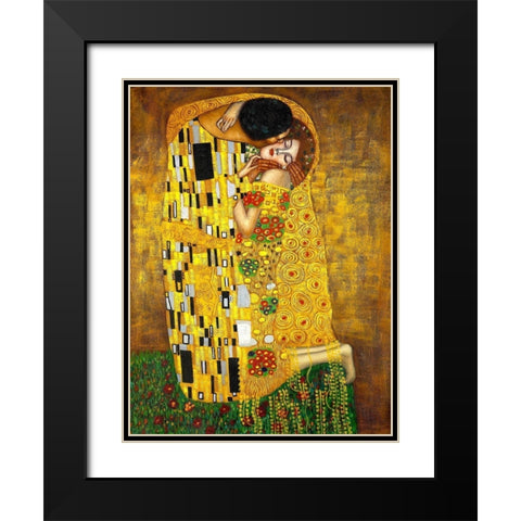 The Kiss Black Modern Wood Framed Art Print with Double Matting by Klimt, Gustav