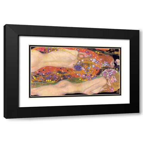 Water Serpents II Black Modern Wood Framed Art Print with Double Matting by Klimt, Gustav