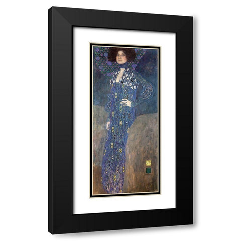 Portrait of Emilie Floge Black Modern Wood Framed Art Print with Double Matting by Klimt, Gustav