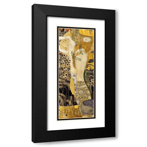 Water Serpents I Black Modern Wood Framed Art Print with Double Matting by Klimt, Gustav