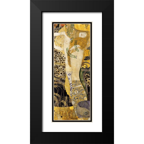 Water Serpents I Black Modern Wood Framed Art Print with Double Matting by Klimt, Gustav