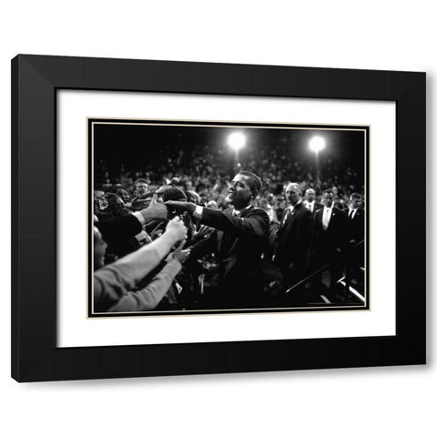 Barack Obama at Campaign Rally Black Modern Wood Framed Art Print with Double Matting by Kraft, Brooks