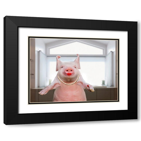 Lipstick On A Pig Black Modern Wood Framed Art Print with Double Matting by Lund Roeser