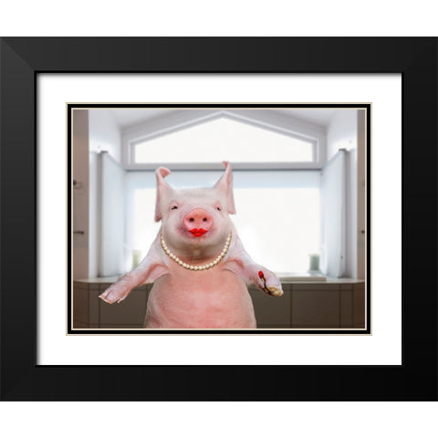 Lipstick On A Pig Black Modern Wood Framed Art Print with Double Matting by Lund Roeser