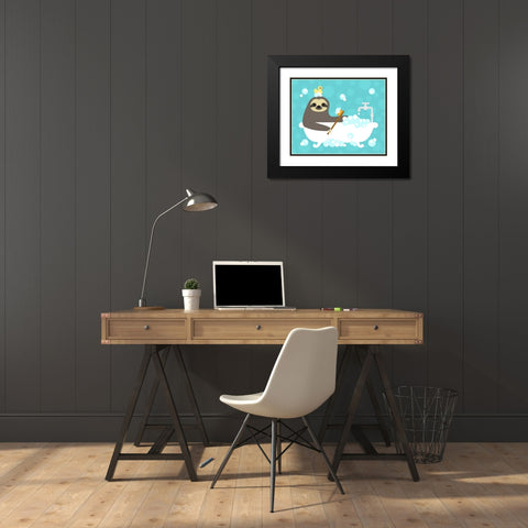 Scrubbing Bubbles Sloth Black Modern Wood Framed Art Print with Double Matting by Lee, Nancy