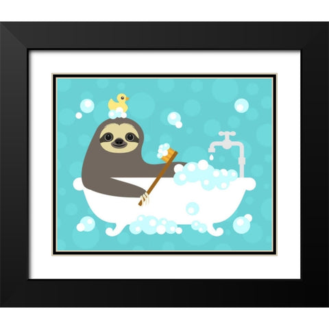 Scrubbing Bubbles Sloth Black Modern Wood Framed Art Print with Double Matting by Lee, Nancy