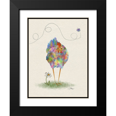 Fantasia Hen Black Modern Wood Framed Art Print with Double Matting by Louis, Shanda
