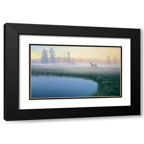 Yellowstone Mist Black Modern Wood Framed Art Print with Double Matting by Manocchia, Adriano