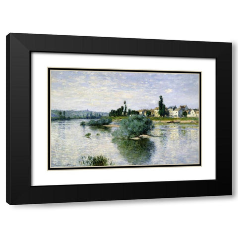 The Seine at Lavacourt Black Modern Wood Framed Art Print with Double Matting by Monet, Claude