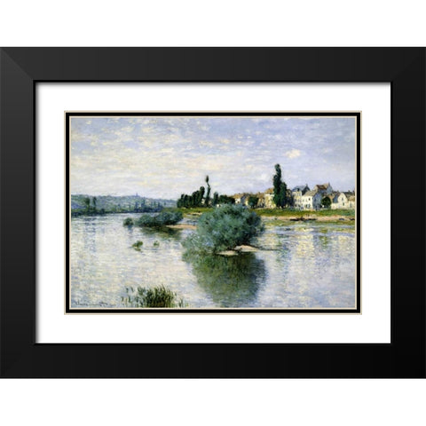 The Seine at Lavacourt Black Modern Wood Framed Art Print with Double Matting by Monet, Claude