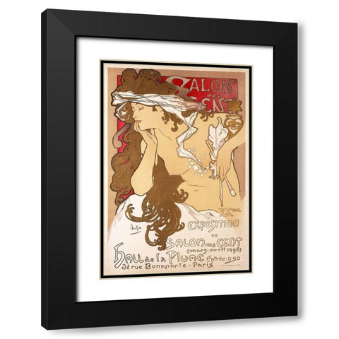 Salon des Cent 20th Exhibition Black Modern Wood Framed Art Print with Double Matting by Mucha, Alphonse
