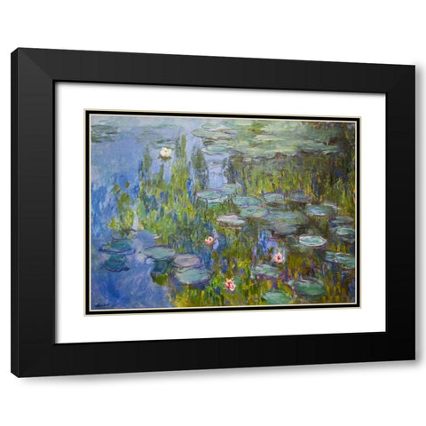 Seerosen Black Modern Wood Framed Art Print with Double Matting by Monet, Claude