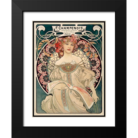 F. Champenois imprimeur diteur Black Modern Wood Framed Art Print with Double Matting by Mucha, Alphonse