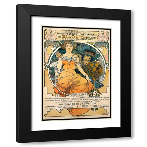 1904 St. Louis Worlds Fair Poster Black Modern Wood Framed Art Print with Double Matting by Mucha, Alphonse