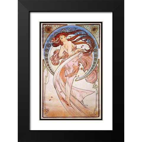 Dance, 1898 Black Modern Wood Framed Art Print with Double Matting by Mucha, Alphonse