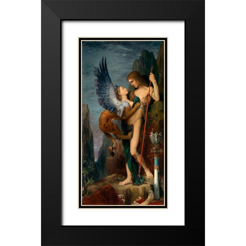 Oedipus and the Sphinx, 1864 Black Modern Wood Framed Art Print with Double Matting by Moreau, Gustave