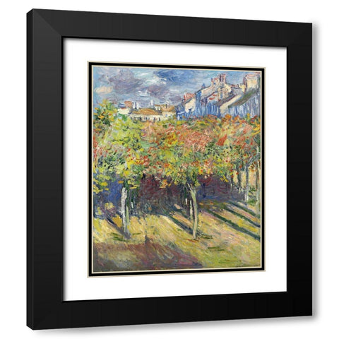 The Lindens of Poissy, 1882 Black Modern Wood Framed Art Print with Double Matting by Monet, Claude