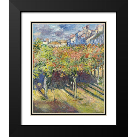 The Lindens of Poissy, 1882 Black Modern Wood Framed Art Print with Double Matting by Monet, Claude