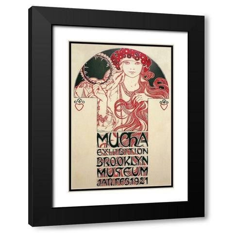 Mucha Exhibition, Brooklyn Museum, 1920 Black Modern Wood Framed Art Print with Double Matting by Mucha, Alphonse