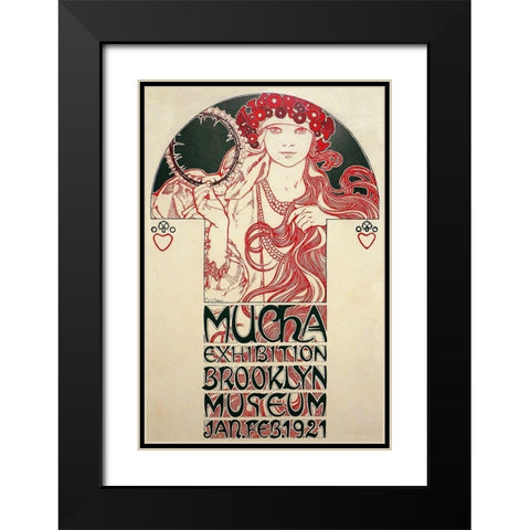Mucha Exhibition, Brooklyn Museum, 1920 Black Modern Wood Framed Art Print with Double Matting by Mucha, Alphonse