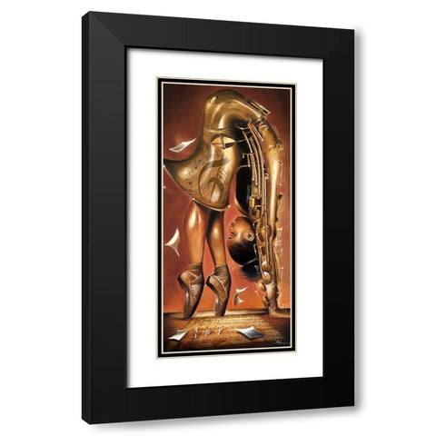 Balletic Tune Black Modern Wood Framed Art Print with Double Matting by Muhammad, Salaam