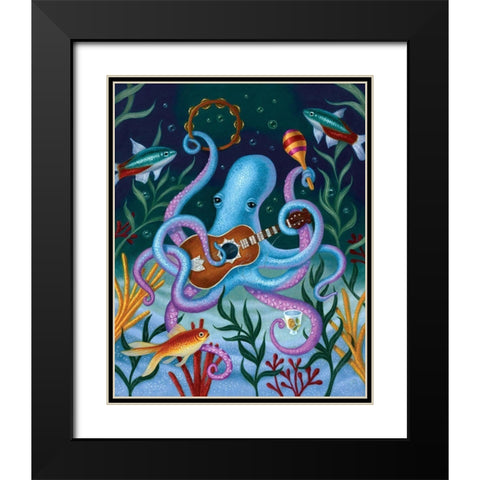 The Virtuoso In Blue Black Modern Wood Framed Art Print with Double Matting by Matarazzo, Gina